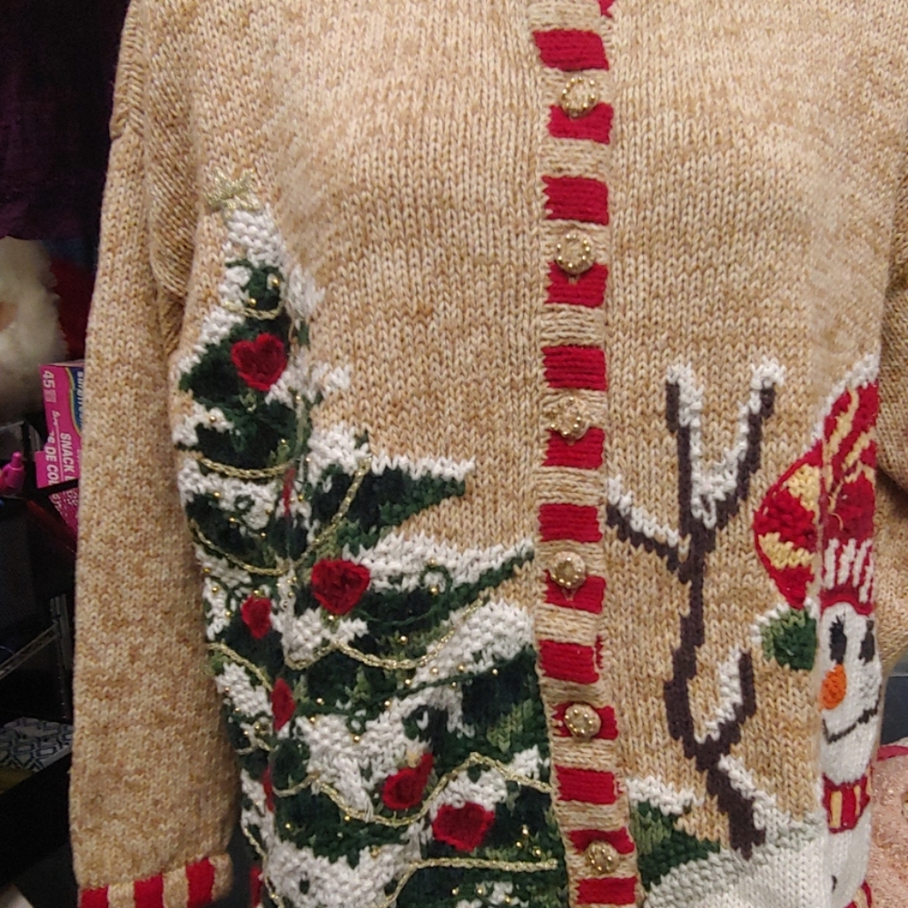 Snowman Christmas Sweater Cardigan